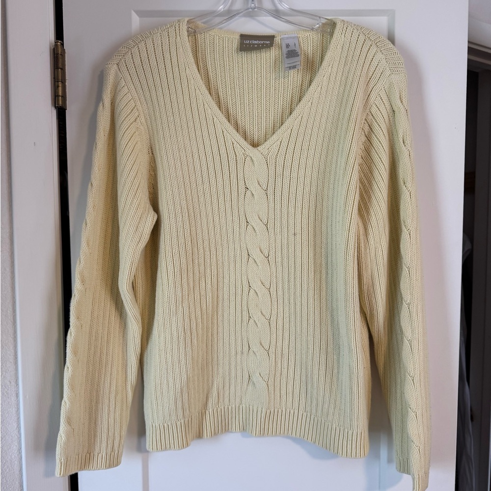Liz Claiborne rib knit vneck sweater size large